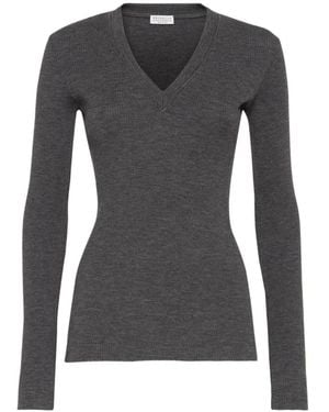 Brunello Cucinelli V-Neck Knitwear - Noir