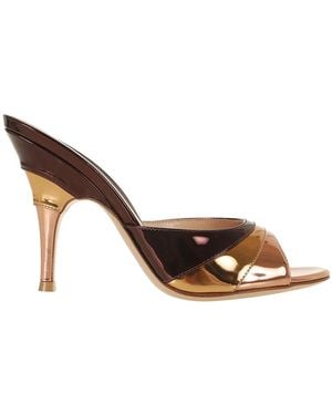Gianvito Rossi G10127 Metal Heeled Mules - Braun