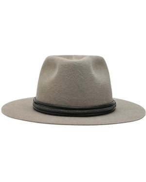 Brunello Cucinelli Felt Fedora Met Monili Band - Grijs