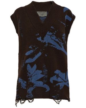 Akep Truien & Vesten ,Bruin ,Wol V-Hals Vest - Zwart