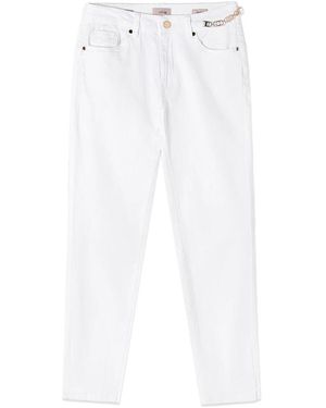 Oltre Jeans ,Wit ,Katoen Skinny Broeken Met Metalen Ketting