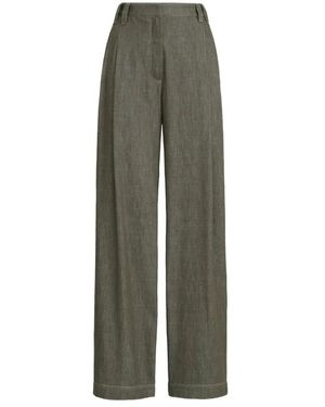 Brunello Cucinelli Broeken ,Grijs ,Wide Broeken - Groen