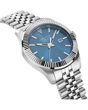 Orologio Nautica Uomo Cronografo, Quadrante Blu Navy, Bracciale Acciaio, 44,5 Mm, Impermeabile 100m