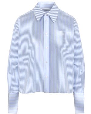 Celine Cropped Shirt Aus Gestreifter Baumwoll-Popeline - Blau