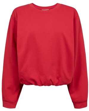 Freequent Hoodies & Sweatvesten ,Rood ,Katoen Sweatshirt Met Ronde Hals
