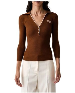 Elisabetta Franchi V-Neck Knitwear - Marrón