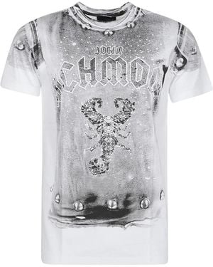 John Richmond Tops ,Wit ,Katoen Valpi Over T-Shirt - Grijs