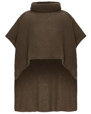 American Dreams Jassen ,Bruin ,Wol Donkerbruine Mouwloze Rolkraag Poncho - Groen