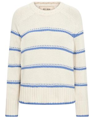 Mos Mosh Truien & Vesten ,Veelkleurig ,Katoen Rola Bine Stripe Crewneck Knit - Wit