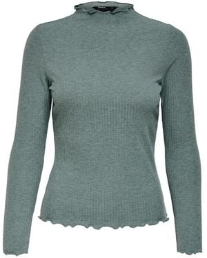 ONLY Truien & Vesten ,Groen ,Polyester Long Sleeve Ribbed Mock Neck Top