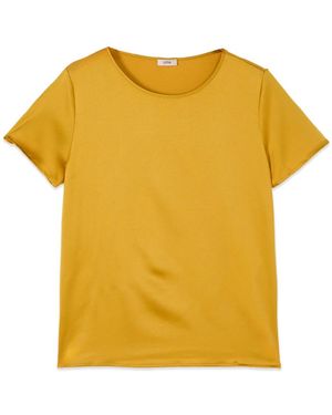 Oltre Tops ,Geel ,Katoen Tweekleurig T-Shirt