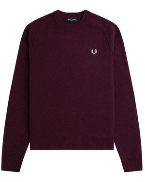 Fred Perry Gebreide Trui Met Ronde Hals - Paars