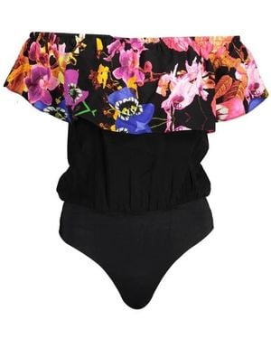 Desigual Zwarte Elastaan Bodysuit Met Strak Design