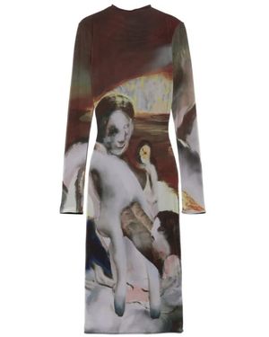 Mugler Sunset Ziet Midi-Jurk - Bruin