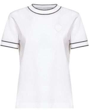 Brunello Cucinelli Tops ,Wit ,Katoen Sprankelende Katoenen Gebreide Crewneck