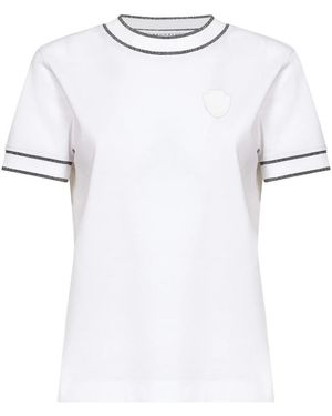 Brunello Cucinelli Tops ,Wit ,Katoen Sprankelende Katoenen Gebreide Crewneck