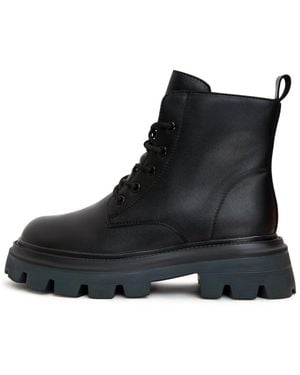 CESARE GASPARI Luxe Schnürleder-Stiefeletten - Schwarz