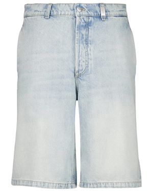 McQueen Korte Broeken ,Blauw ,Denim Blauwe Stonewashed Denim Wijde Shorts