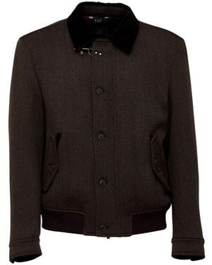 Fay Jassen ,Bruin ,Wol Double-Face Wool Bomber Jacket - Zwart