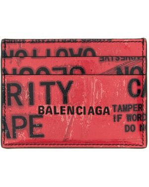 Balenciaga Accessoires ,Veelkleurig ,Leer Tape Type Card Holder - Rood