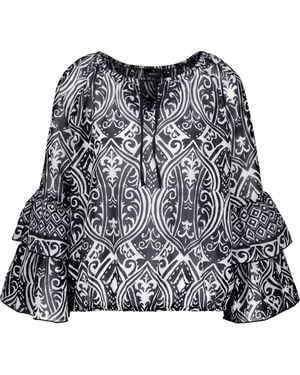 Monari Blouse Met Ornamentprint - Zwart