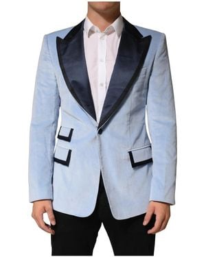 Dolce & Gabbana Kostuums ,Blauw ,Katoen Fluwelen Blazer