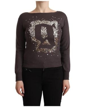 John Galliano Brauner wollpailletten pullover - Schwarz