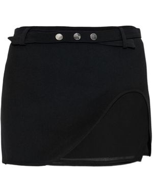 スカート THE ATTICO Multipocket mini skirt Gray 250WCR00137 The Attico Multipocket Grey Denim Mini Skirt | ShopSimon