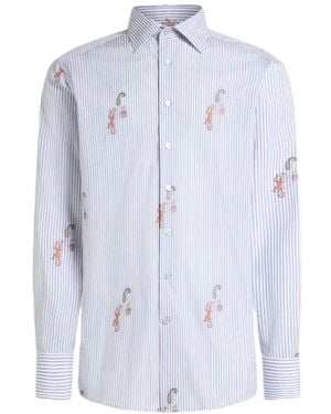 Etro Cotton Jacquard Shirt - Blauw