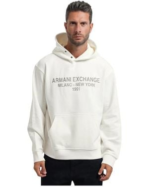 ARMANI EXCHANGE Hoodies & Sweatvesten ,Wit ,Katoen Pullover Hoodie