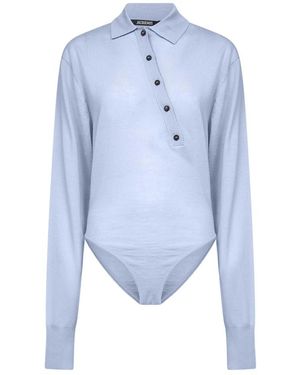 Jacquemus Tops ,Blauw ,Wol Blauwe Wol Polo Sweater