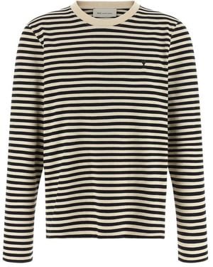Ami Paris Tops ,Veelkleurig ,Katoen Gestreepte Katoenen Jersey T-Shirt - Zwart