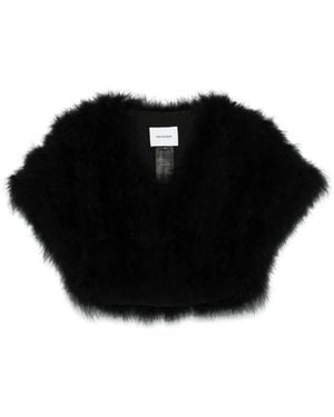 Yves Salomon Jassen ,Zwart ,Zwarte Faux Fur Shearling Jas