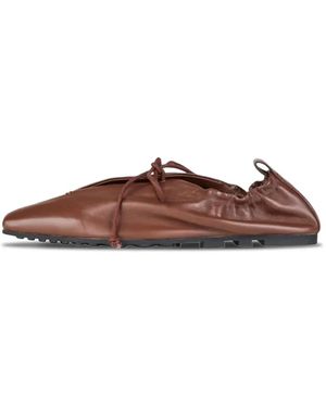 Samsøe & Samsøe Schoenen ,Bruin ,Leer Salilli Laced Ballerina
