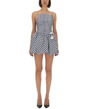 Self-Portrait Geborduurd Sweetheart Hals Midi Jurk - Blauw
