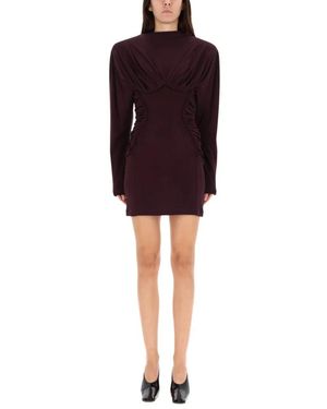Stella McCartney Jurk Met Hoge Hals En Ruches - Paars