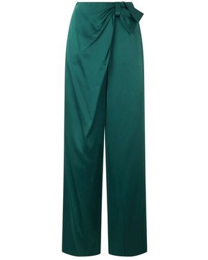 Alberta Ferretti Broeken ,Groen ,High-Waist Wide Broeken