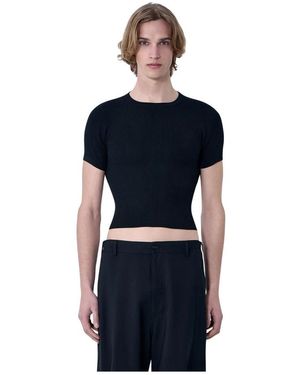 Rier Truien & Vesten ,Zwart ,Ribbed Knit Cropped Top - Blauw