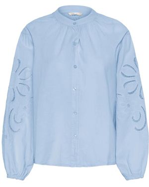 Cream Feminine Bluse Mit Puffärmeln - Blau