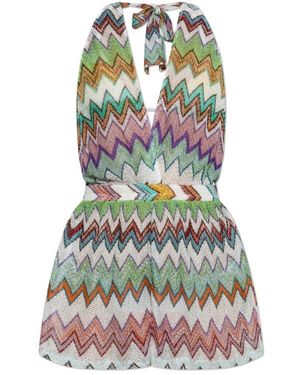 Missoni Jumpsuits & Playsuits ,Veelkleurig ,Gepatroneerde Jumpsuit Met Lurexdraad - Groen