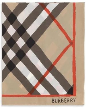 Burberry Zijden Sjaal Met Ruitpatroon - Bruin