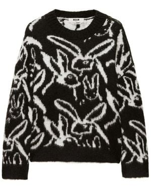 MSGM Truien & Vesten ,Zwart ,Ronde Hals Knitwear