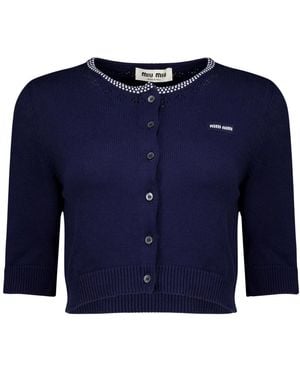 Miu Miu Gekürzter Cardigan Aus Baumwolle - Blau