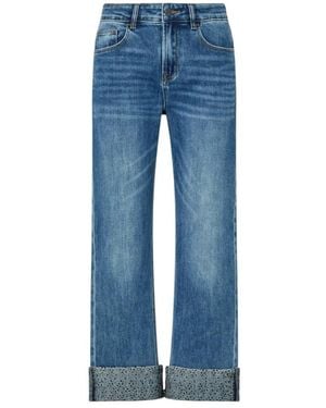 Liu Jo Rechte Jeans Met Micro-Strass En Boord - Blauw