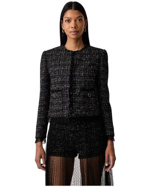 Twinset Jassen ,Zwart ,Tweed Bouclé Tweed Jasje