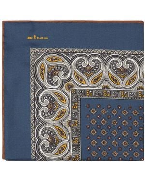 Kiton Blauwe Zijden Elegante Sjaal