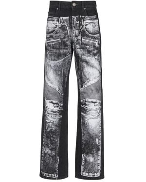 Balmain Jeans Met Trompe L'Oeil-Print - Grijs