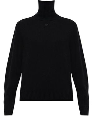 Courreges Truien & Vesten ,Zwart ,Wol Wol Trui Met Coltrui