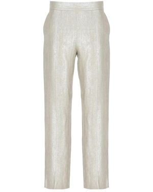 Antonelli Goldene Leinenhose Mit Weitem Bein - Grau