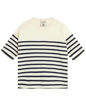 Semicouture Gestreiftes Baumwoll-T-Shirt Ombeline - Weiß